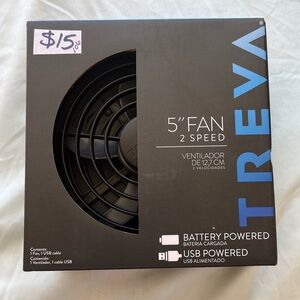 Black 5" USB Battery Powered Powered Fan